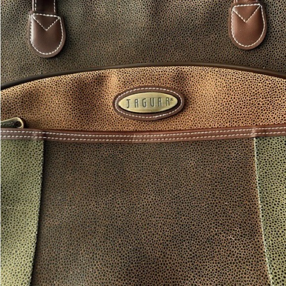 JAGUAR Tote Large Leather Multi Colour 3 Zip Pockets Excellent 22”x14.5”x 6” - Picture 2 of 13